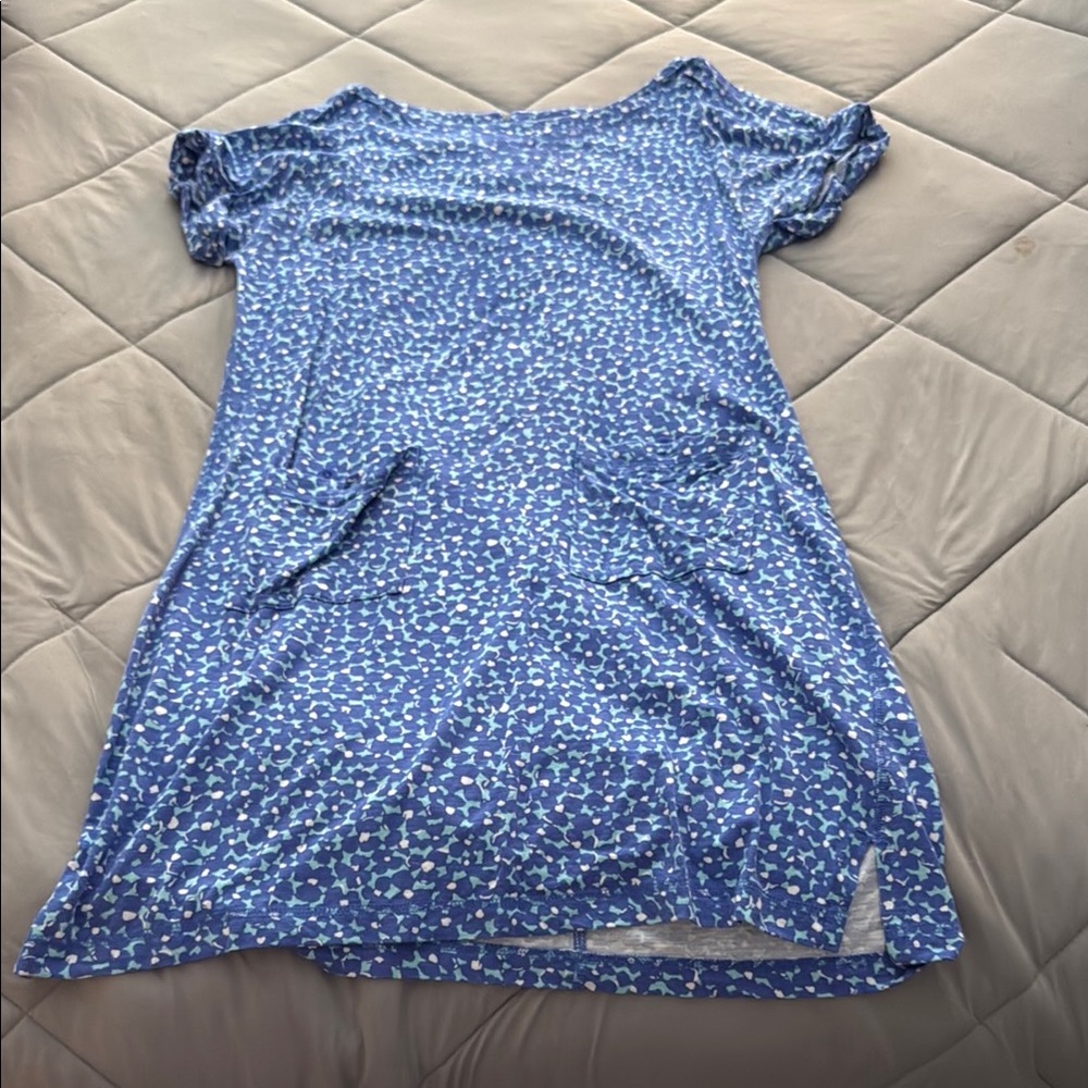 Blue Patterned Midi Dress